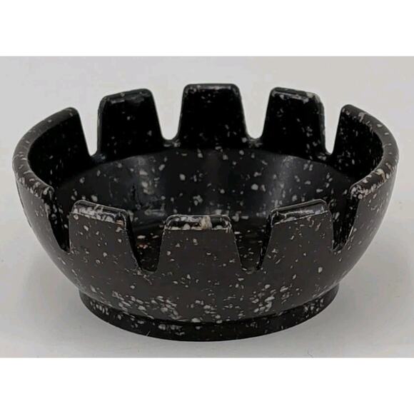 MCM Vintage Brown Speckled 8 Slot 4” Plastic Ashtray Synthetic Plastics Co., NJ - Picture 1 of 8